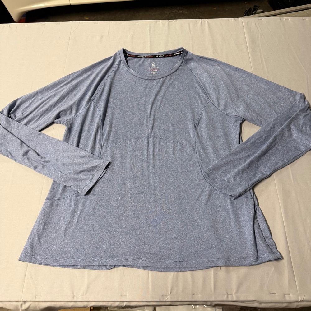 Spyder Active Womens XXL Blue Heather Long Sleeve Performance Top Zip Pkt